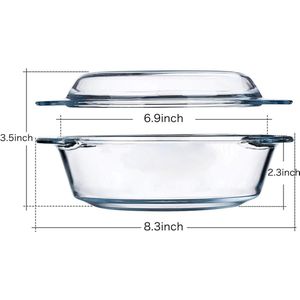 Stoofpan met glazen deksel, 1 l, 16 cm, kleine individuele pan met handgrepen, magnetron, ovenbestendig