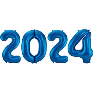 Ballon Cijfer 2024 Oud En Nieuw Versiering Nieuw Jaar Feest Artikelen Blauwe Happy New Year Ballonnen Blauw – XL Formaat