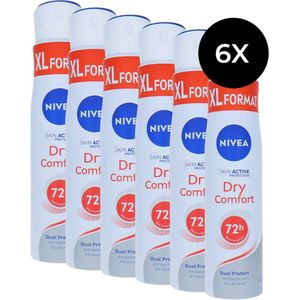 Nivea Dry Comfort Deodorant Spray XL - 6 x 250 ml
