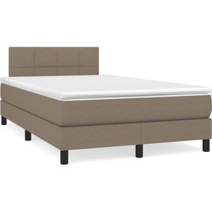 vidaXL - Boxspring - met - matras - stof - taupe - 120x200 - cm