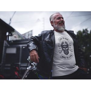 Rick & Rich skull met helm - T-shirt XL - biker tshirt - Heren biker tshirt - skull tshirt - Mannen biker tshirt - Ride to live shirt