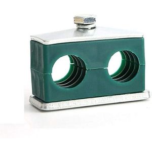 Hydraulische Buisklem Standaard Dubbele Gaten Kunststof Buisklemmen voor Metallurgie en Petroleum - 15mm Green & Silver