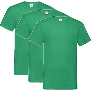 3 Pack Fruit of the Loom V Hals Maat XXXL (3XL) Valueweight Kleur Kelly Green