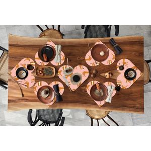 Onderleggers - Placemats - Placemats hartje - Cheetah - Patroon - Kat - 8 stuks