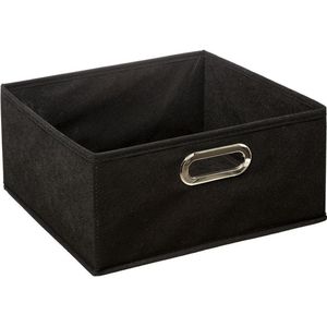 5Five Opbergmand/kastmand - zwart - linnen - 14 liter - 31 x 31 x 15 cm - Opbergbox - Vakkenkast manden