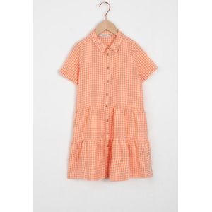 Sissy-Boy - Licht oranje seersucker jurk met ruitpatroon