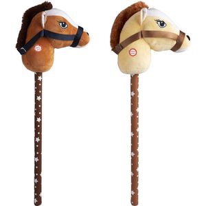 Stokpaard - Norimpex knuffel paardenhoofd op stok MET geluid [mm:] 720 (NO-1008568) - 1 x Paard - Willekeurig Verzonden