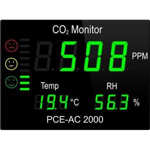 CO2 meter PCE-AC 2000 - XL display - voor klaslokalen, kantoren, wachtruimtes