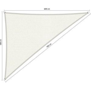 Shadow Comfort® Driehoek 90° schaduwdoek - UV Bestendig - Zonnedoek - 500 x 600 x 780 CM - Arctic white