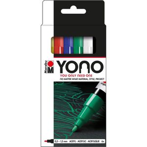 Marabu YONO Marker Set - 6 kleuren - 0.5 tot 1.5 mm ronde punt