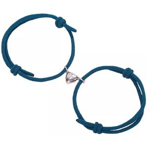 Sparkolia Vriendschapsarmband Hartje Magnetisch Koppel | 14 tot 28 cm | blauw | Valentijn cadeau