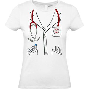 Dames t-shirt Dokter | Carnavalskleding dames | Carnaval Kostuum | Foute Party | Wit Dames | maat XL