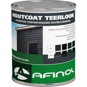Afinol Houtcoat Teerlook Glans Antraciet 750 ml - Bescherming tegen weersinvloeden - UV bestendig - Niet kleverig - Dekkende Hout Beits - In Mat of Glans - In Zwart, Antraciet en Groen