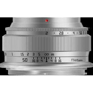 TT Artisan - Cameralens - 50mm F/2.0 Full Frame voor Canon RF camera's, zilver