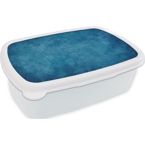 Broodtrommel Wit - Lunchbox Beton - Blauw - Vintage - Structuur - Industrieel - Brooddoos 18x12x6 cm - Brood lunch box - Broodtrommels voor kinderen en volwassenen