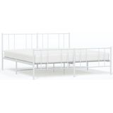 VidaXL Bedframe Metaal Wit 183x213 cm - Hoofd- en Voeteneinde