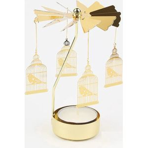 Theelicht carrousel vogel | theelichthouder | waxinelichthouder | draaimolen licht | birdcage