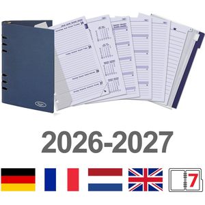 Kalpa 210 x 144 mm A5 Binder Vulling 1 Week per 2 Paginas EN DE FR NL (Een beetje roest op de ringbinder!) + opbergmap 2026 2027