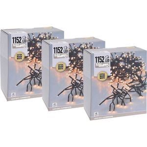 Kerstverlichting - Clusterverlichting - 3 stuks - 1152 LED's - Lengte: 8.5 meter - Met app-bediening - Warm wit