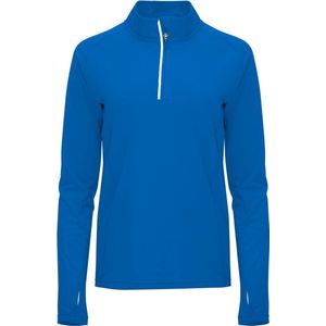 Kobalt Blauw dames sportshirt van technisch weefsel met raglanmouwen en halve rits, reflecterende details model Melbourne maat S
