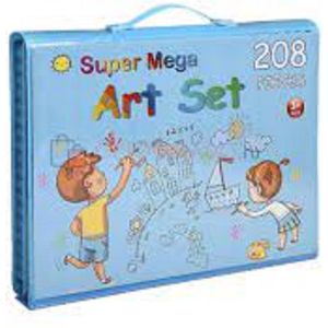 Tekendoos - super mega 208 Delige Art Set voor kinderen - met 3 luik verpakking - blauw