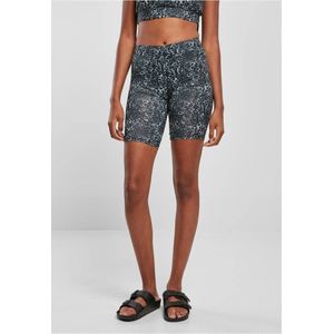 Urban Classics - Tie Dye High Waist Korte cycle broek - L - Zwart/Wit