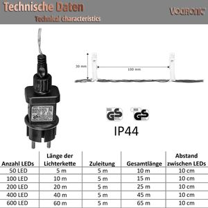 VOLTRONIC LED Verlichting - 600 LEDs - Met Afstandsbediening - Kerstverlichting - Tuinverlichting - Binnen en Buiten - 15 m - Groene Kabel - Multi Color