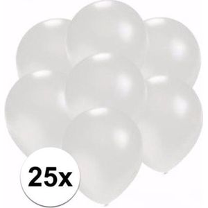 Kleine metallic witte ballonnen 25 stuks - Feestartikelen en versieringen in het wit