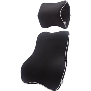 Ergonomische Lendensteun en Neksteun Kussen voor Autostoelen en Bureaustoelen - Zwart