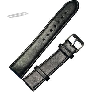 Fako® - Horlogebandje - Echt Leer - Soft - 20mm - Zwart