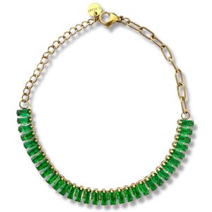 Zatthu Jewelry - N22FW560 - Jord stainless steel armband met groene zirkonia