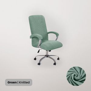 BankhoesDiscounter Bureaustoel Hoes – Bureaustoel Beschermer – Stoelhoezen Stretch – Stoelhoes Bureaustoel – Knitted Chair Cover – Groen