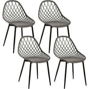 Rootz moderne eetkamerstoelen set van 4 - ergonomische zitting - stoelen met metalen poten - stevig en duurzaam - comfortabel ontwerp - gemakkelijk schoon te maken - 52 cm x 83,5 cm x 53 cm