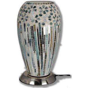 New Dutch - mozaïek glazen lamp - staand - 220 volt - groen/zilver 27 cm
