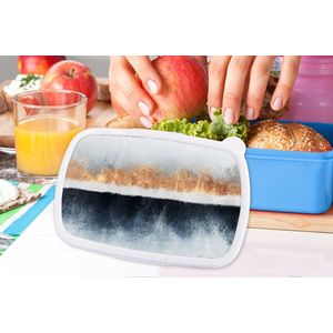 Broodtrommel Blauw - Lunchbox - Brooddoos - Goud - Abstract - Design - 18x12x6 cm - Kinderen - Jongen