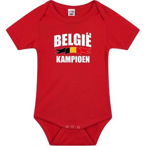 Belgie kampioen fan rompertje rood jongens en meisjes - kraamcadeau - babykleding - EK/ WK romper / outfit 80