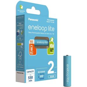 Panasonic eneloop lite oplaadbare AAA batterij - 550 mAh - NiMH - 2 stuks