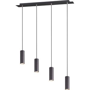 LED Hanglamp - Torna Mary - GU10 Fitting - 4-lichts - Rond - Mat Zwart Aluminium