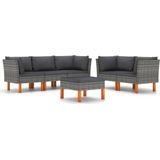 vidaXL - 6-delige - Loungeset - met - kussens - poly - rattan - grijs