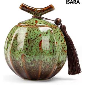 ISARA Luxueuze Urn Hond Kat Vogel – Urne – Keramiek – Urnen – Urn Voor Dieren – Urn Hond Overleden – Urn Kat – 470 ML – Groen