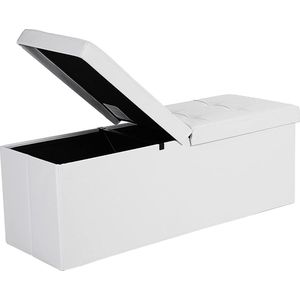 Trend24 Opbergbox - Opbergkist - Opbergbank - Hocker - Opbergsysteem - PVC - MDF - Foam - 76 x 38 x 38 cm - Wit