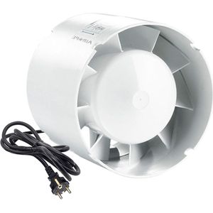 Stille afvoerventilator 125 mm 190 m³/u 16 W online-kabel axiaal energiebesparend voor badkamer toilet tent broeikas keuken kantoor garage - krachtig en stil