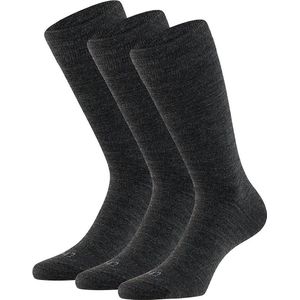 Apollo - Merino Wolllen sokken - Unisex - Antipress - Antraciet - 3-Pak - Maat 35/38 - Diabetes sokken - Sokken zonder elastiek - Naadloze sokken