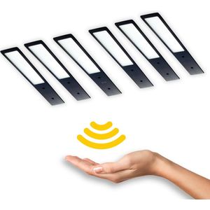 Keukenverlichting LED Onderbouw – SET van 6 X ZWART - Kastverlichting met Sensor – Dimbaar – Zwarte aluminium Spots – 3000K Warm Wit – 240 Lumen – Slechts 4 mm dik – SMART LEDesign (6 PACK)