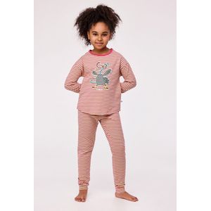 Woody pyjama meisjes - kalkoen - streep - 232-10-PZG-Z/920 - maat 176