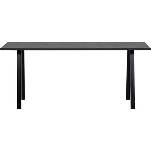 WOOOD Tablo Tafel met 2-stand Poot - Eiken/Metaal - Zwart - 75x180x90