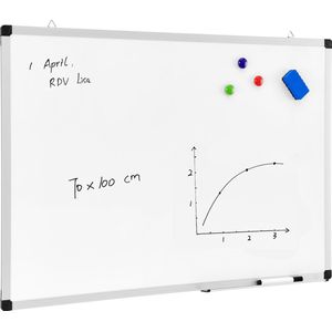 ACAZA whiteboard magnetisch - 70x100cm - Wit - Incl. ophangsysteem, stift en wisser