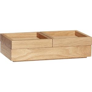 HÜBSCH INTERIOR - FSC® eiken houten opbergbox met drie bakjes - 24x12xh6cm