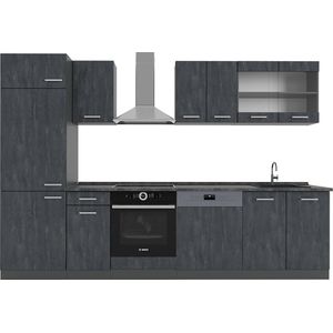 Vicco R-Line Complete keukeneenheid – 300 cm zonder werkblad Zwart beton/antraciet zonder werkblad