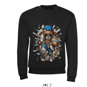 Sweatshirt 2-180 Beer door stenen muur - M, Zwart